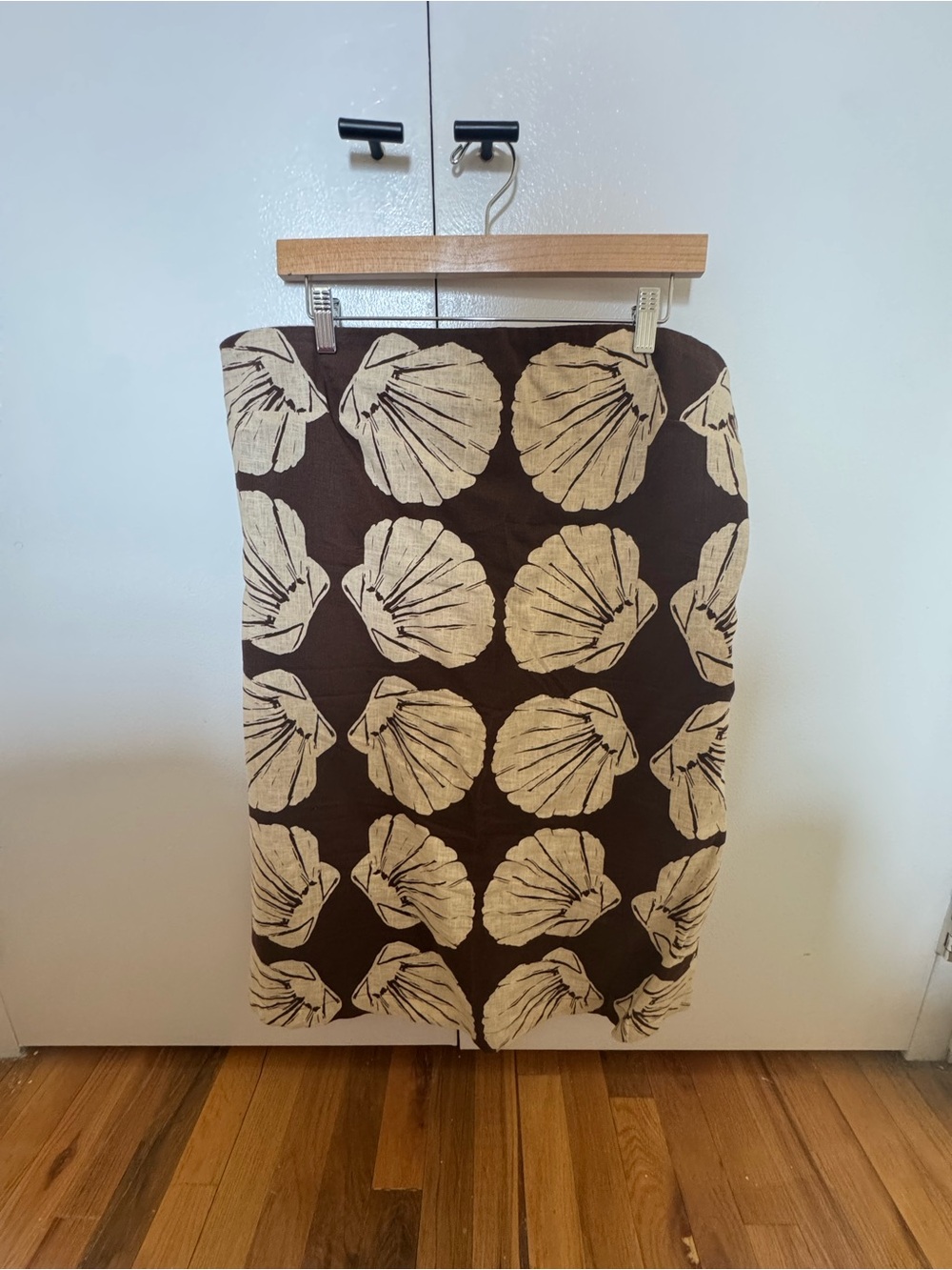 Brown Shell-Print Strapless Mini Dress